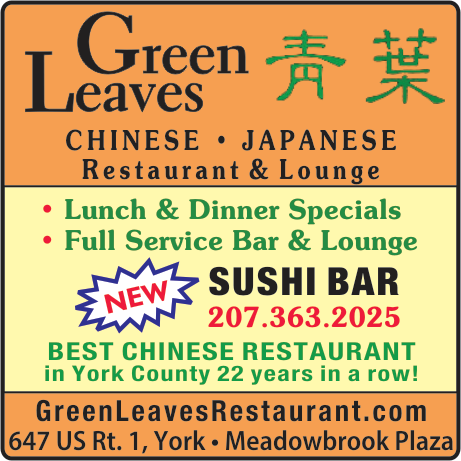 Green Leaves Chinese Restaurant, Lounge & Sushi Bar Print Ad