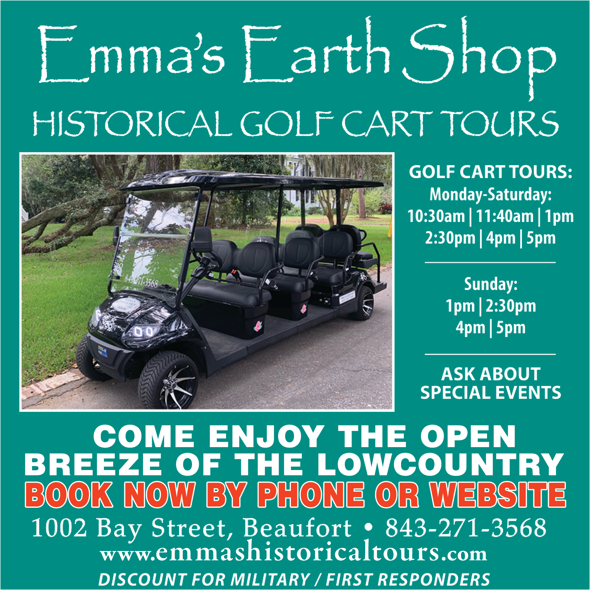 Emma's Historical Golf Cart Tours Print Ad